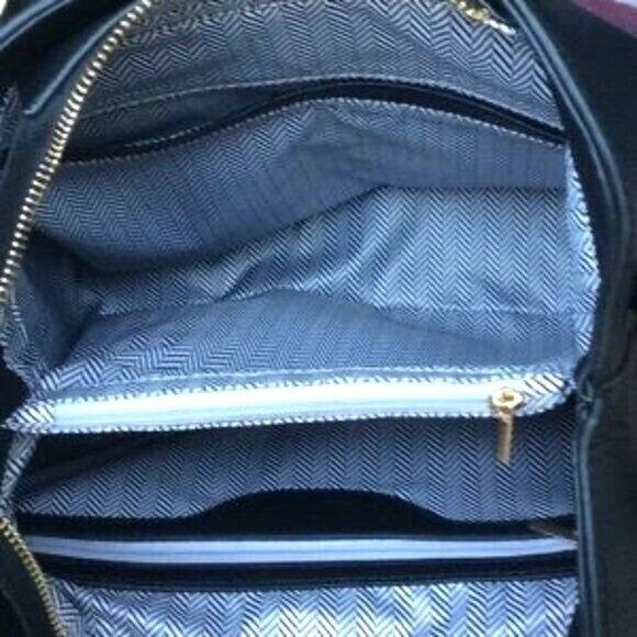 Isabella Womens Leather Double Handled Black Satchel Handbag 12" x 9" x 6"*** - Picture 7 of 10